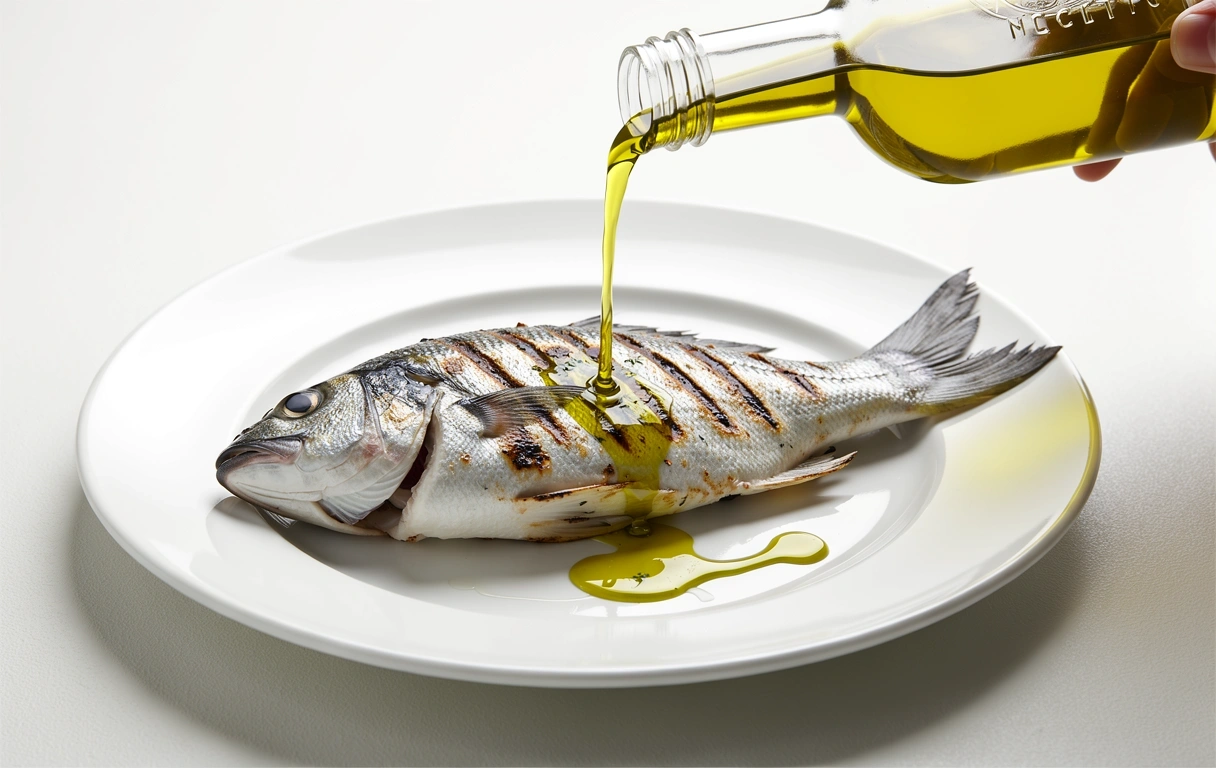 Pesce grigliato con olio d'oliva